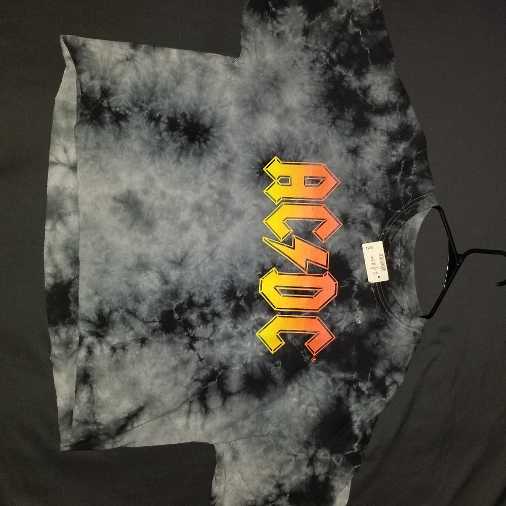 ACDC crop top, Size: adult Large, Color: Black/Grey . (New, Never Worn)